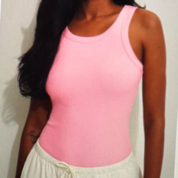 Dynamite Pink Ribbed Tank Top - Picture 2 of 5